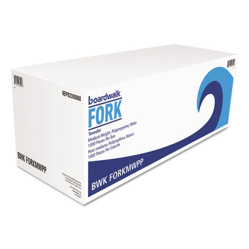 Boardwalk Mediumweight Polypropylene Cutlery, Fork, White, 1000-Carton BWKFORKMWPP