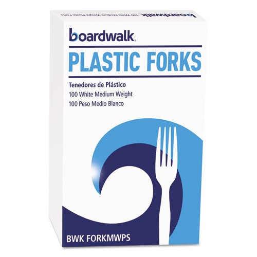 Boardwalk Mediumweight Polystyrene Cutlery, Fork, White, 100-Box BWK FORKMWPS