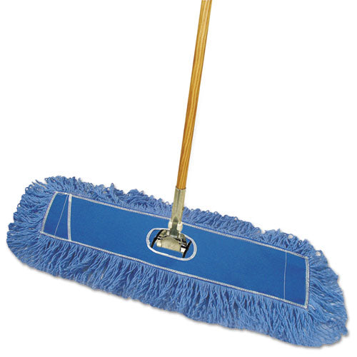 Boardwalk Dry Mopping Kit, 24 x 5 Blue Synthetic Head, 60" Natural Wood-Metal Handle BWKHL245BSPC