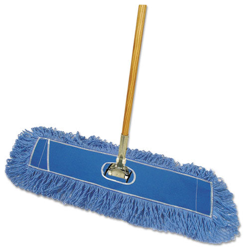 Boardwalk Dry Mopping Kit, 36 x 5 Blue Blended Synthetic Head, 60" Natural Wood-Metal Handle BWKHL365BSPC