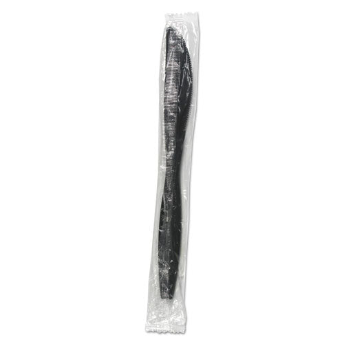 Boardwalk Heavyweight Wrapped Polypropylene Cutlery, Knife, Black, 1,000-Carton BWKKNIHWPPBIW