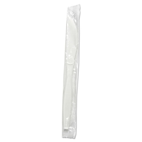Boardwalk Heavyweight Wrapped Polypropylene Cutlery, Knife, White, 1,000-Carton BWKKNIHWPPWIW