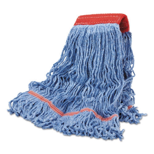 Boardwalk Cotton Mop Heads, Cotton-Synthetic, Large, Looped End, Wideband, Blue, 12-CT BWKLM30311L