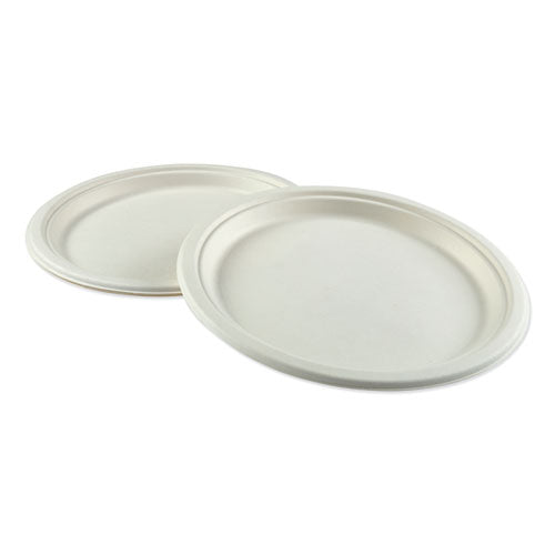 Boardwalk Bagasse Dinnerware, Plate, 10" dia, White, 500-Carton PL-10BW