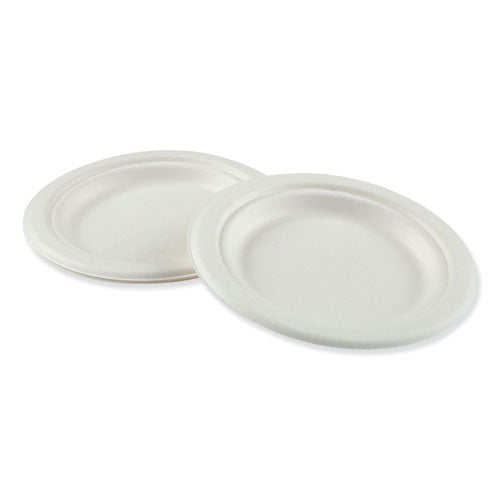 Boardwalk Bagasse Dinnerware, Plate, 6" dia, White, 1,000-Carton PL-06BW