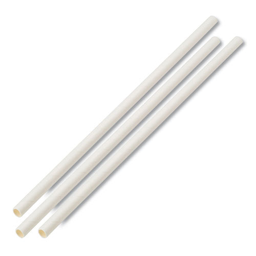 Boardwalk Unwrapped Paper Straws, 7.75" x 0.25" White, 4,800 Straws-Carton BWKPPRSTRWUW