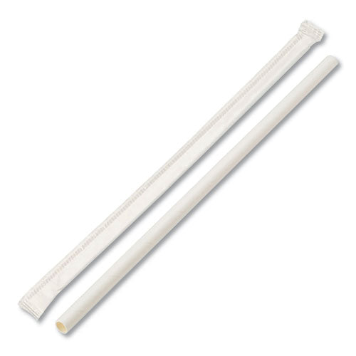 Boardwalk Individually Wrapped Paper Straws, 7.75" x 0.25", White, 3,200-Carton BWKPPRSTRWWR