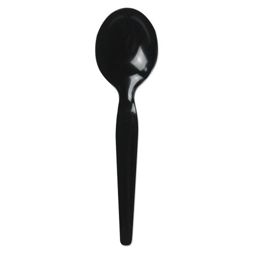 Boardwalk Heavyweight Polystyrene Cutlery, Soup Spoon, Black, 1000-Carton BWKSOUPHWPSBLA