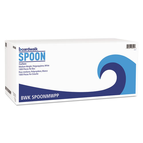 Boardwalk Mediumweight Polypropylene Cutlery, Teaspoon, White, 1000-Carton BWKSPOONMWPP