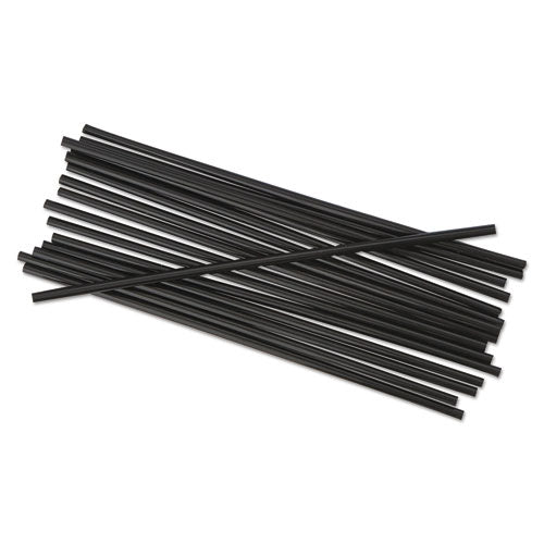Boardwalk Single-Tube Stir-Straws, 5.25", Polypropylene, Black, 1,000-Pack, 10 Packs-Carton BWKSTRU525B10