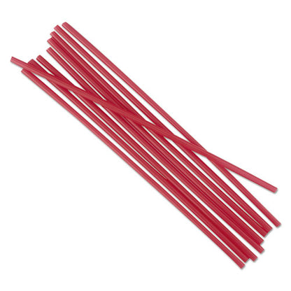 Boardwalk Single-Tube Stir-Straws,5.25", Polypropylene, Red, 1,000-Pack, 10 Packs-Carton BWKSTRU525R10