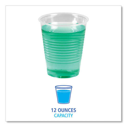 Boardwalk Translucent Plastic Cold Cups, 12 oz, Polypropylene, 20 Cups-Sleeve, 50 Sleeves-Carton BWKTRANSCUP12CT