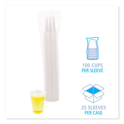 Boardwalk Translucent Plastic Cold Cups, 7 oz, Polypropylene, 25 Cups-Sleeve, 100 Sleeves-Carton BWKTRANSCUP7CT