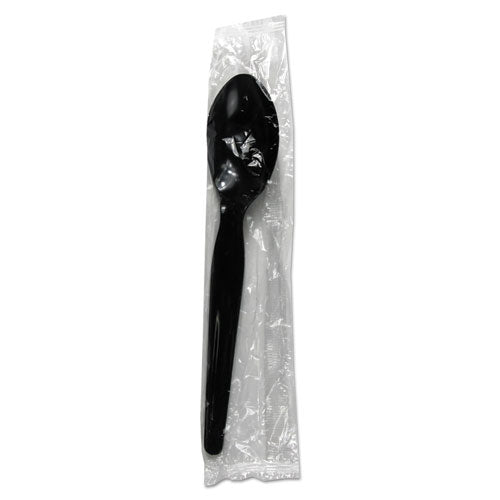 Boardwalk Heavyweight Wrapped Polystyrene Cutlery, Teaspoon, Black, 1,000-Carton BWKTSHWPSBIW