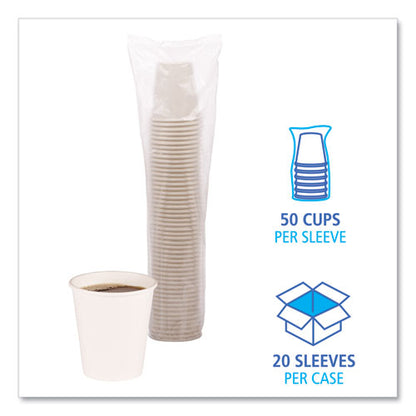 Boardwalk Paper Hot Cups, 10 oz, White, 20 Cups-Sleeve, 50 Sleeves-Carton BWKWHT10HCUP