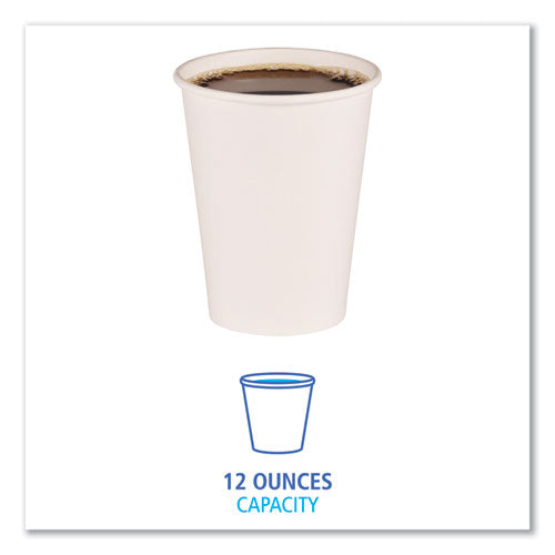 Boardwalk Paper Hot Cups, 12 oz, White, 20 Cups-Sleeve, 50 Sleeves-Carton BWKWHT12HCUP