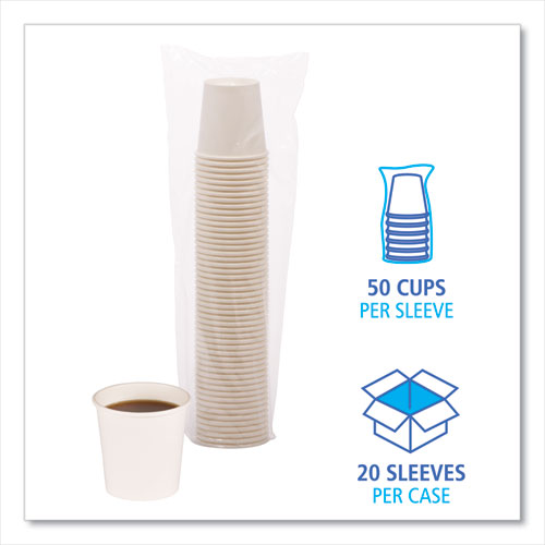 Boardwalk Paper Hot Cups, 4 oz, White, 20 Cups-Sleeve, 50 Sleeves-Carton BWKWHT4HCUP