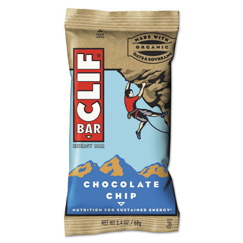 CLIF Bar Energy Bar, Chocolate Chip, 2.4 oz, 12-Box CCC160004