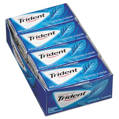 Trident Sugar-Free Gum, Original Mint, 14 Sticks-Pack, 12 Pack-Box 00 12546 01108 00