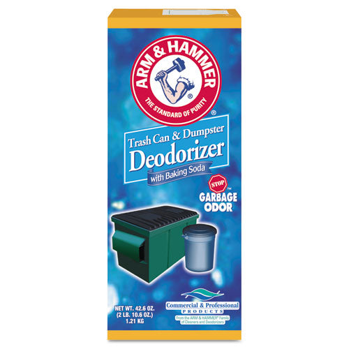 Arm & Hammer Trash Can and Dumpster Deodorizer with Baking Soda, Sprinkle Top, Original, Powder, 42.6 oz Box, 9-Carton 33200-84116