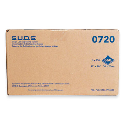 Chicopee S.U.D.S. Single Use Dispensing System Towels For Quat, 10 x 12, 110-Roll, 6 Rolls-Carton 0720