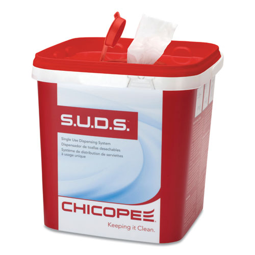 Chicopee S.U.D.S Bucket with Lid, 7.5 x 7.5 x 8, Red-White, 6-Carton 0727