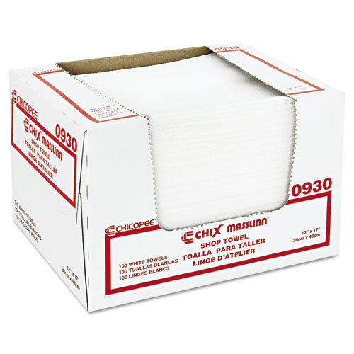 Chix Masslinn Shop Towels, 12 x 17, White, 100-Pack, 12 Packs-Carton CHI 0930