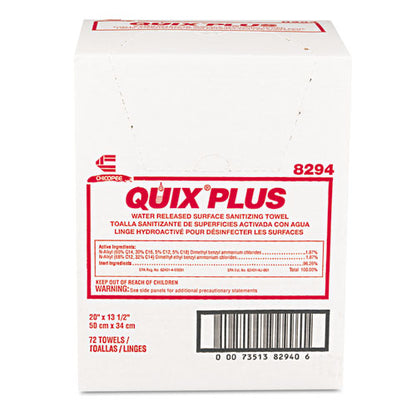 Chix Quix Plus Cleaning and Sanitizing Towels, 13 1-2 x 20, Pink, 72-Carton CHI 8294