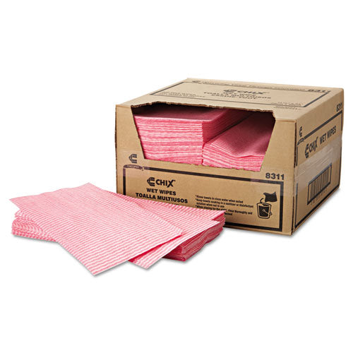 Chix Wet Wipes, 11 1-2 x 24, White-Pink, 200-Carton CHI 8311