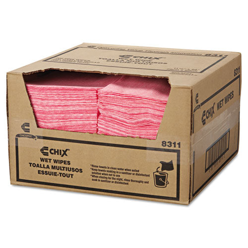 Chix Wet Wipes, 11 1-2 x 24, White-Pink, 200-Carton CHI 8311