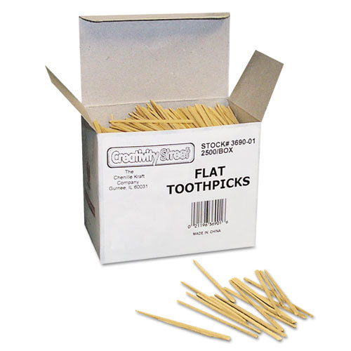 Creativity Street Flat Wood Toothpicks, Natural, 2,500-Pack 3690-01