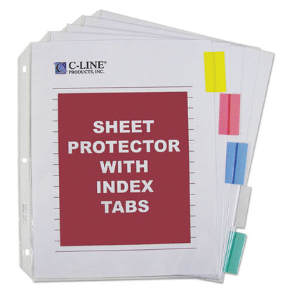C-Line Sheet Protectors with Index Tabs, Assorted Color Tabs, 2", 11 x 8 1-2, 5-ST 05550