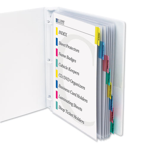 C-Line Sheet Protectors with Index Tabs, Assorted Color Tabs, 2", 11 x 8 1-2, 8-ST 05580