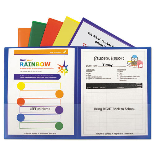 C-Line Classroom Connector Folders, 11 x 8.5, Clear-Assorted, 6-Pack 32010