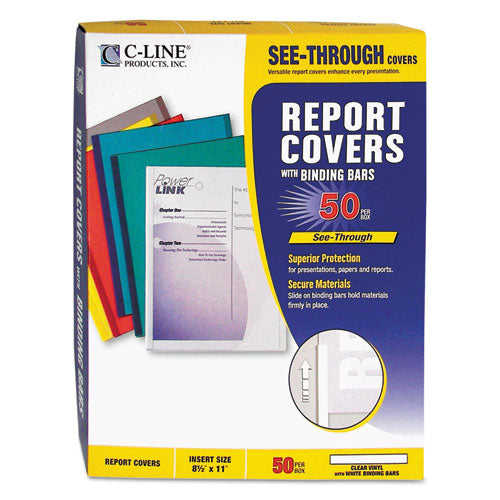 C-Line Vinyl Report Covers, 0.13" Capacity, 8.5 x 11, Clear-Clear, 50-Box 32557