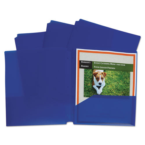 C-Line Two-Pocket Heavyweight Poly Portfolio Folder, 3-Hole Punch, 11 x 8.5, Blue, 25-Box 32935
