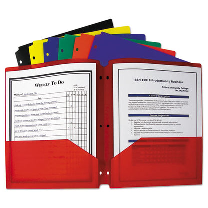 C-Line Two-Pocket Heavyweight Poly Portfolio Folder, 3-Hole Punch, 11 x 8.5, Assorted 33930