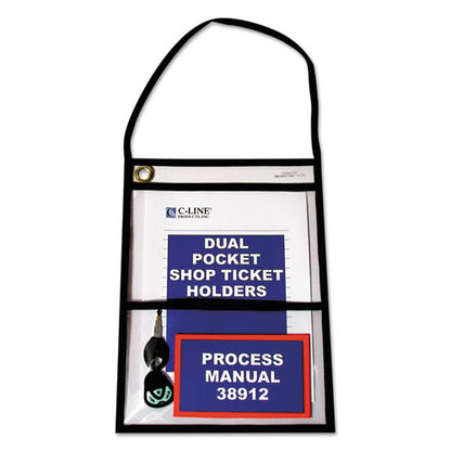 C-Line 2-Pocket Shop Ticket Holder w-Strap, Black Stitching, 150-Sheet, 9 x 12, 15-Box 38912