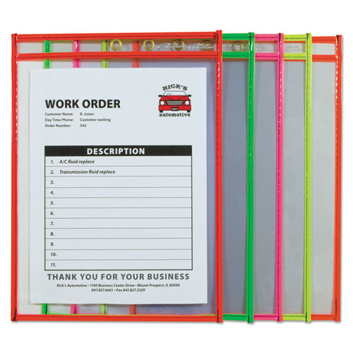 C-Line Stitched Shop Ticket Holders, Neon, Assorted 5 Colors, 75", 9 x 12, 25-BX 43910