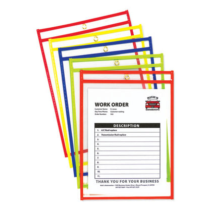 C-Line Stitched Shop Ticket Holders, Neon, Assorted 5 Colors, 75", 9 x 12, 10-Pack 43920