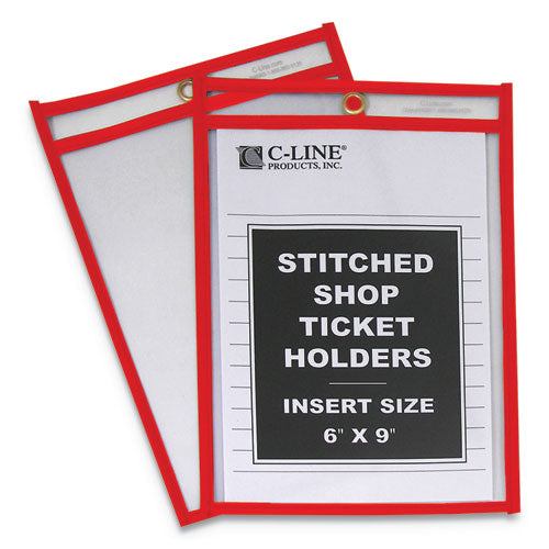 C-Line Stitched Shop Ticket Holders, Top Load, Super Heavy, Clear, 6" x 9" Inserts, 25-Box 43969