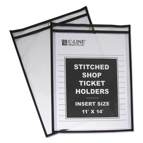 C-Line Shop Ticket Holders, Stitched, Both Sides Clear, 75 Sheets, 11 x 14, 25-Box 46114