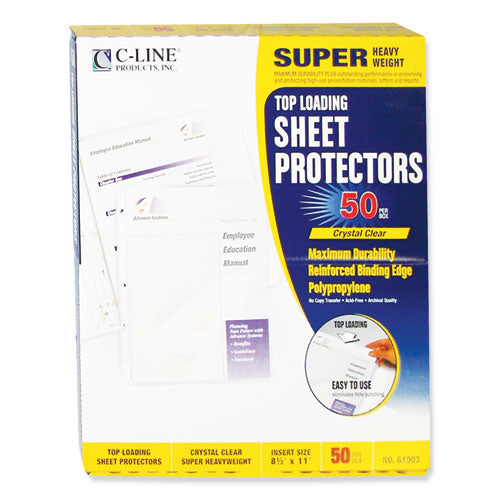 C-Line Super Heavyweight Polypropylene Sheet Protectors, Clear, 2", 11 x 8 1-2, 50-BX 61003