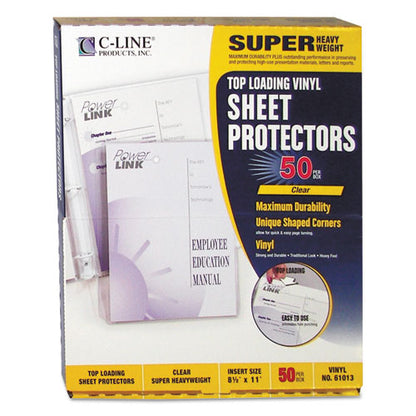 C-Line Super Heavyweight Vinyl Sheet Protectors, Clear, 2 Sheets, 11 x 8 1-2, 50-BX 61013