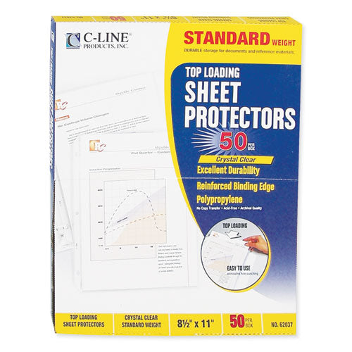 C-Line Standard Weight Polypropylene Sheet Protectors, Clear, 2", 11 x 8 1-2, 50-BX 62037