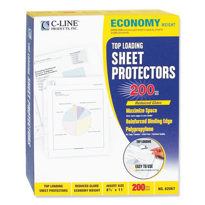 C-Line Economy Weight Poly Sheet Protectors, Reduced Glare, 2", 11 x 8 1-2, 200-BX 62067