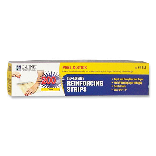 C-Line Self-Adhesive Reinforcing Strips, 10 3-4 x 1, 200-Box 64112