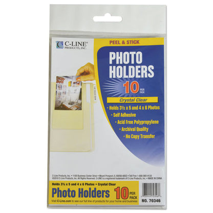 C-Line Peel and Stick Photo Holders, 4 3-8 x 6 1-2, Clear, 10-Pack 70346