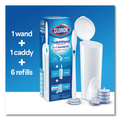 Clorox Toilet Wand Disposable Toilet Cleaning Kit: Handle, Caddy and Refills, White 03191