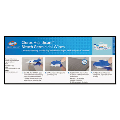 Clorox Healthcare Bleach Germicidal Wipes, 12 x 12, Unscented, 110-Canister, 2-Carton 30358